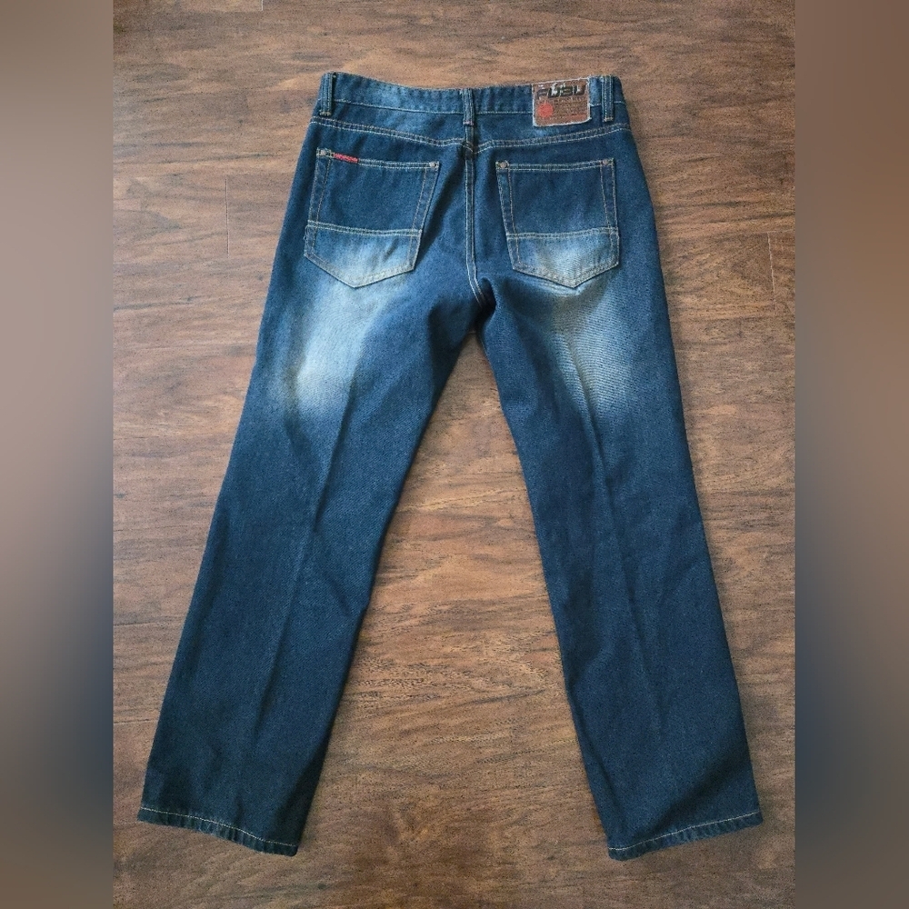 FUBU The Collection Dark Denim Jeans Mens 34x30 Distressed Hip Hop Urban